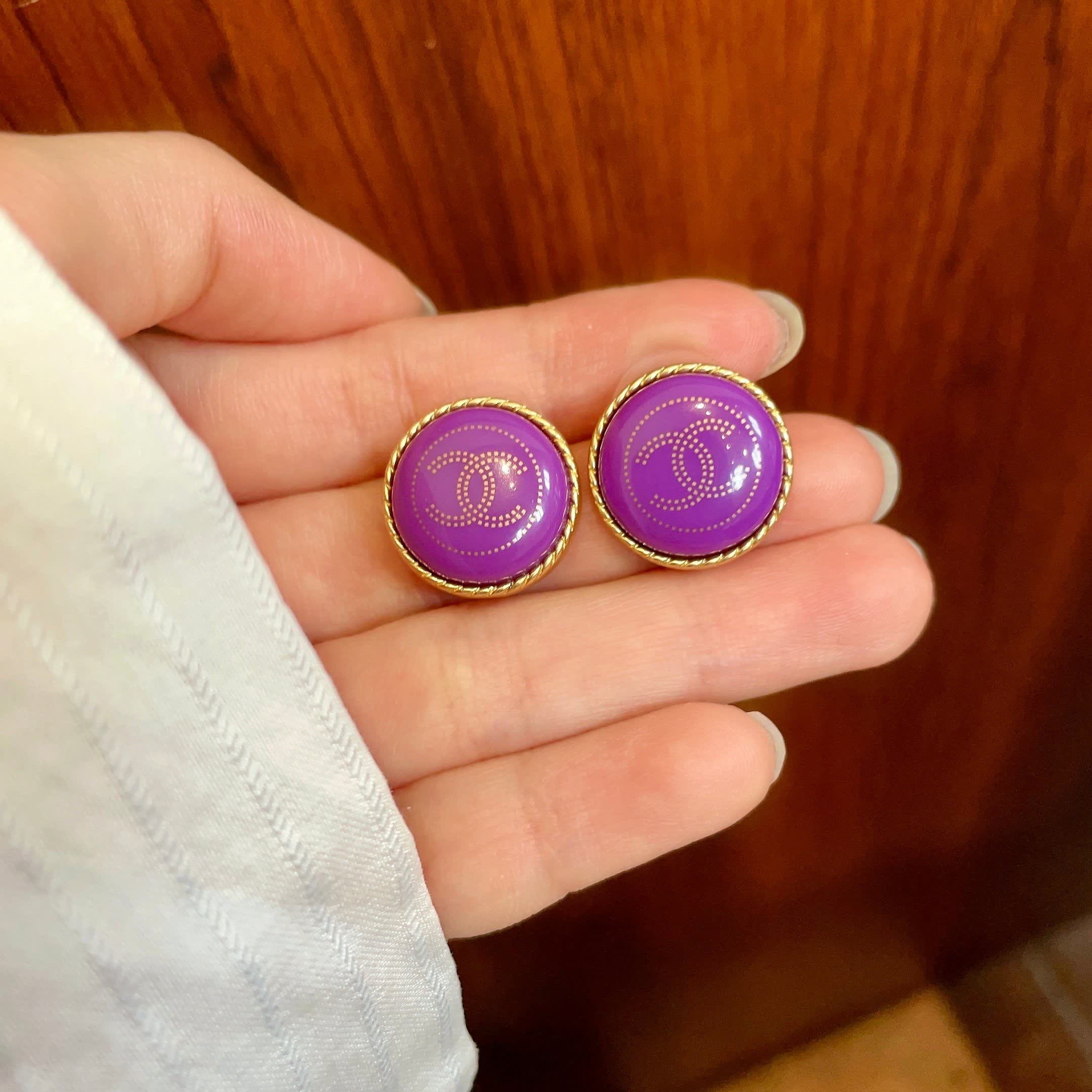 Chanel Purple Earrings