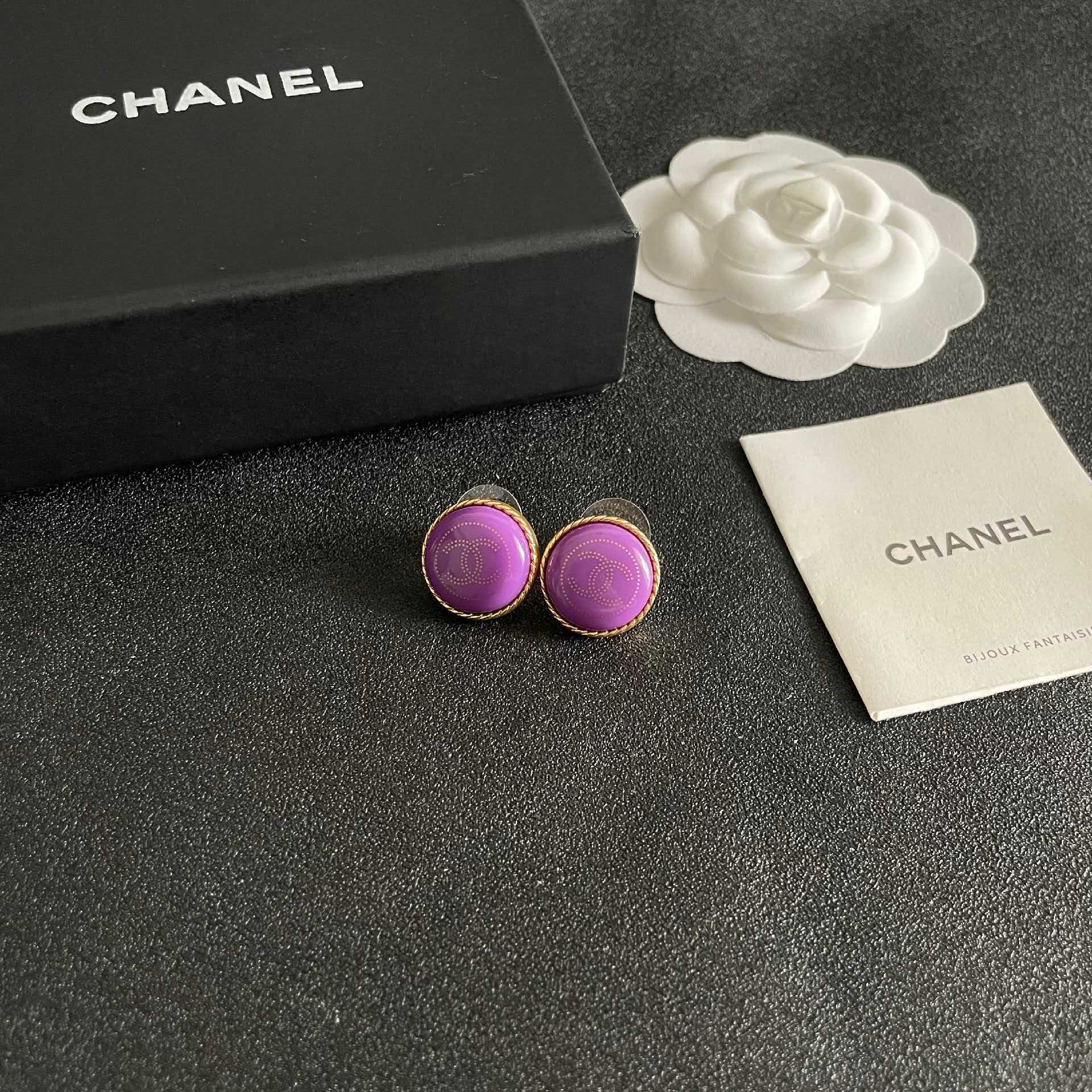 Chanel Purple Earrings