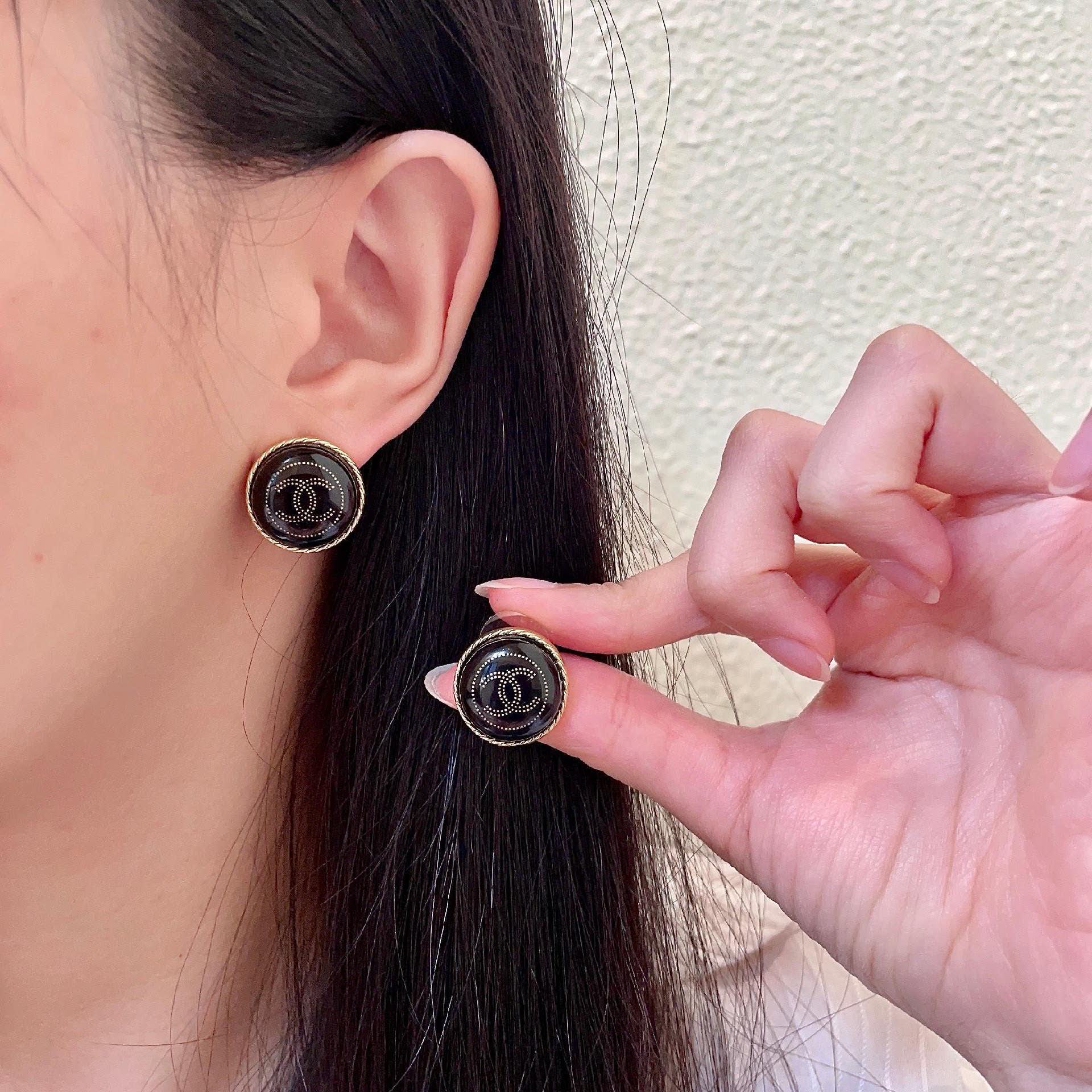 Chanel CC Logo Stud Earrings Chanel CC Logo Stud Earrings