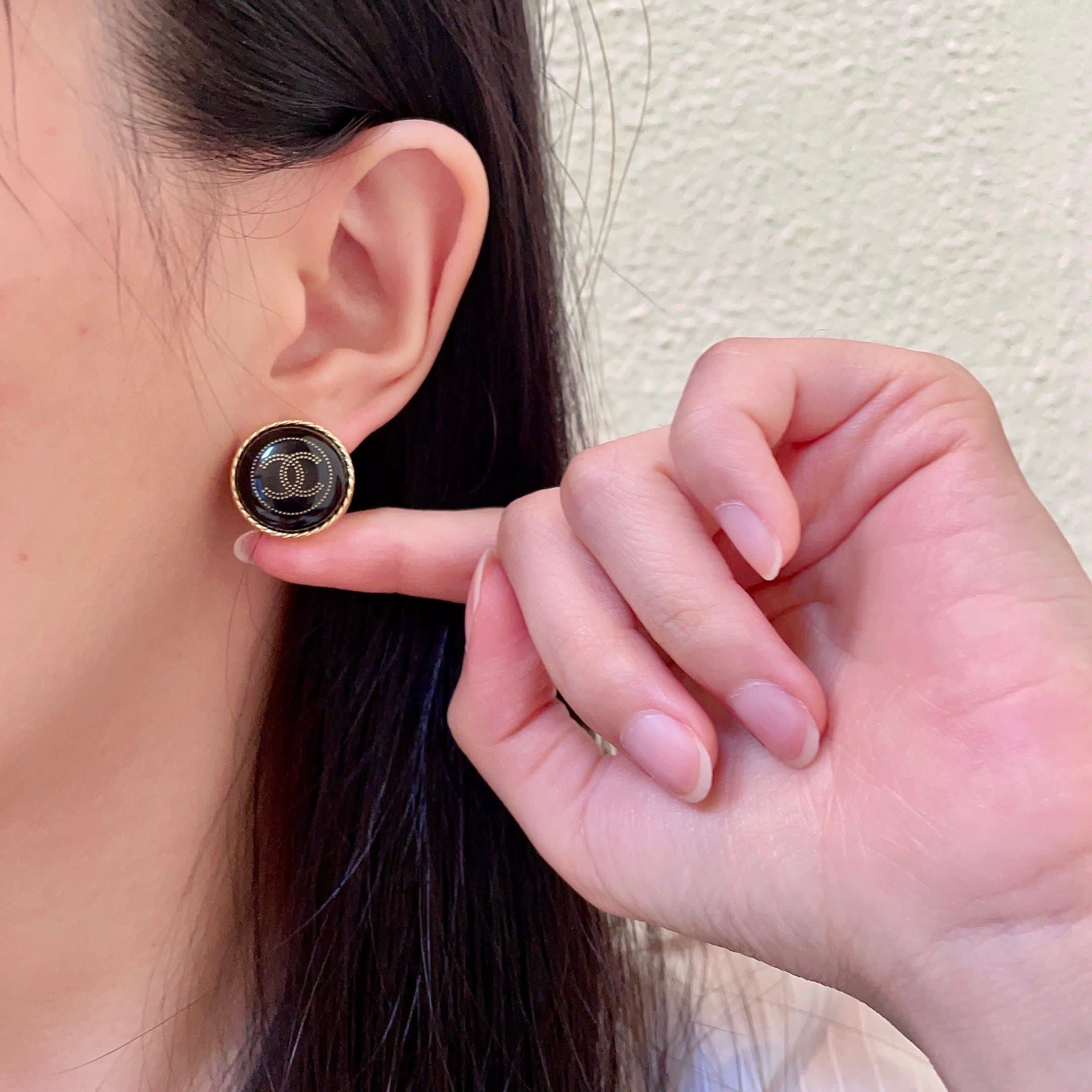 Chanel CC Logo Stud Earrings
