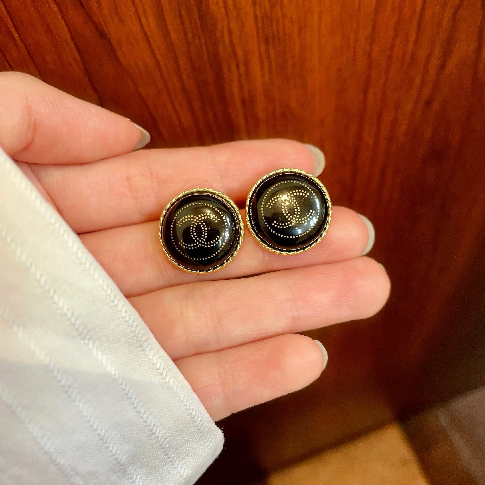 Chanel CC Logo Stud Earrings