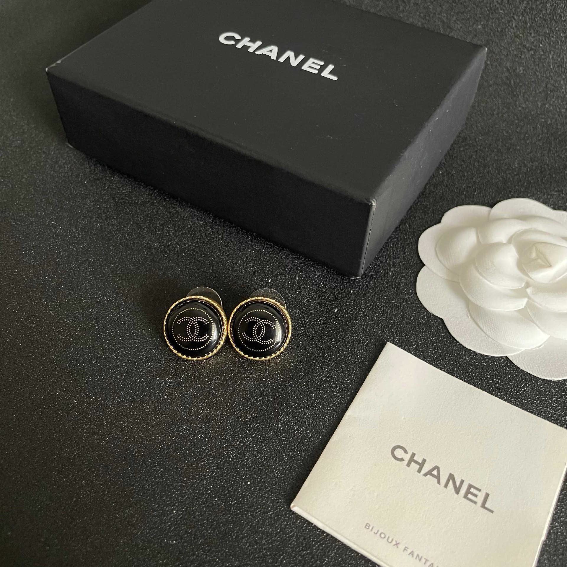 Chanel CC Logo Stud Earrings