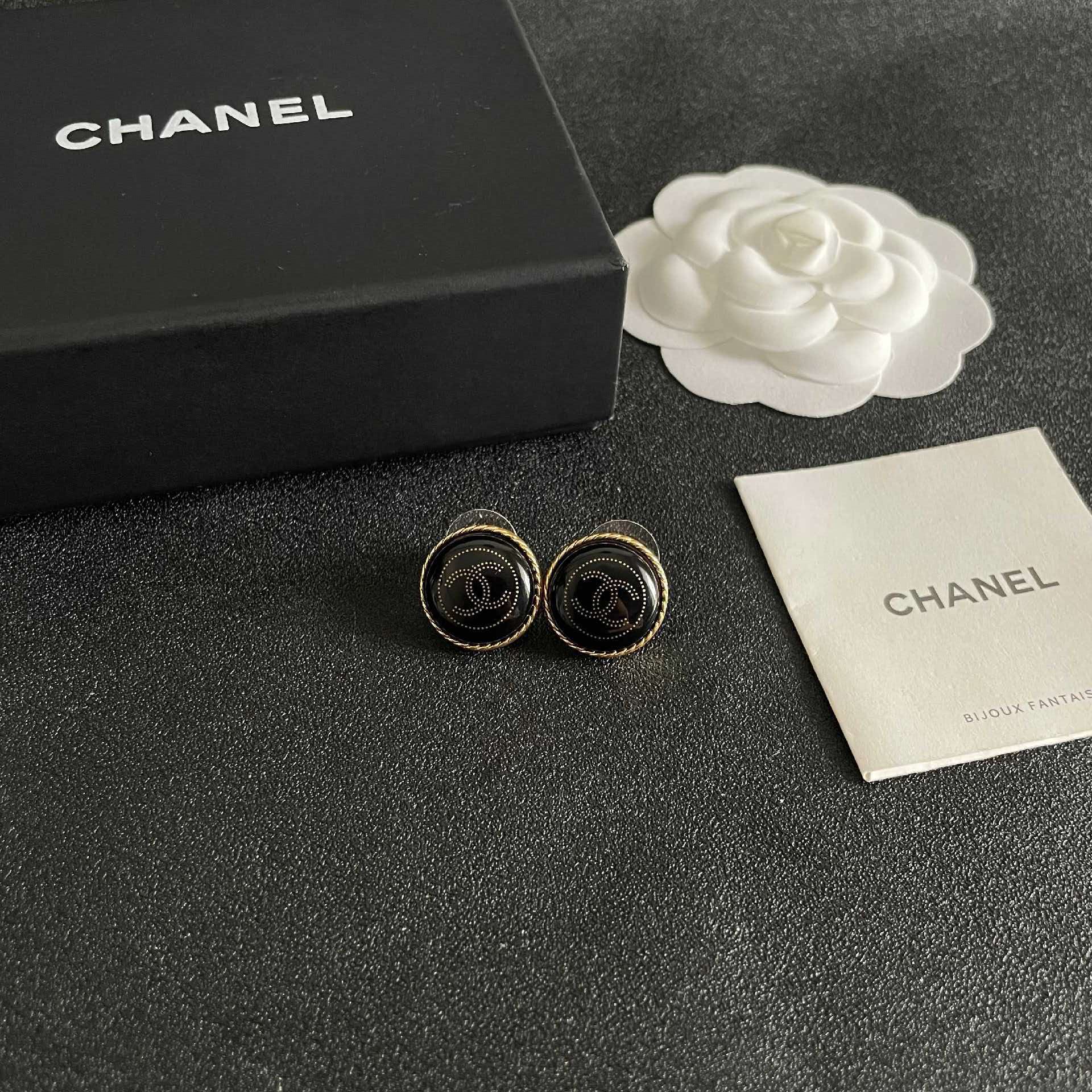 Chanel CC Logo Stud Earrings
