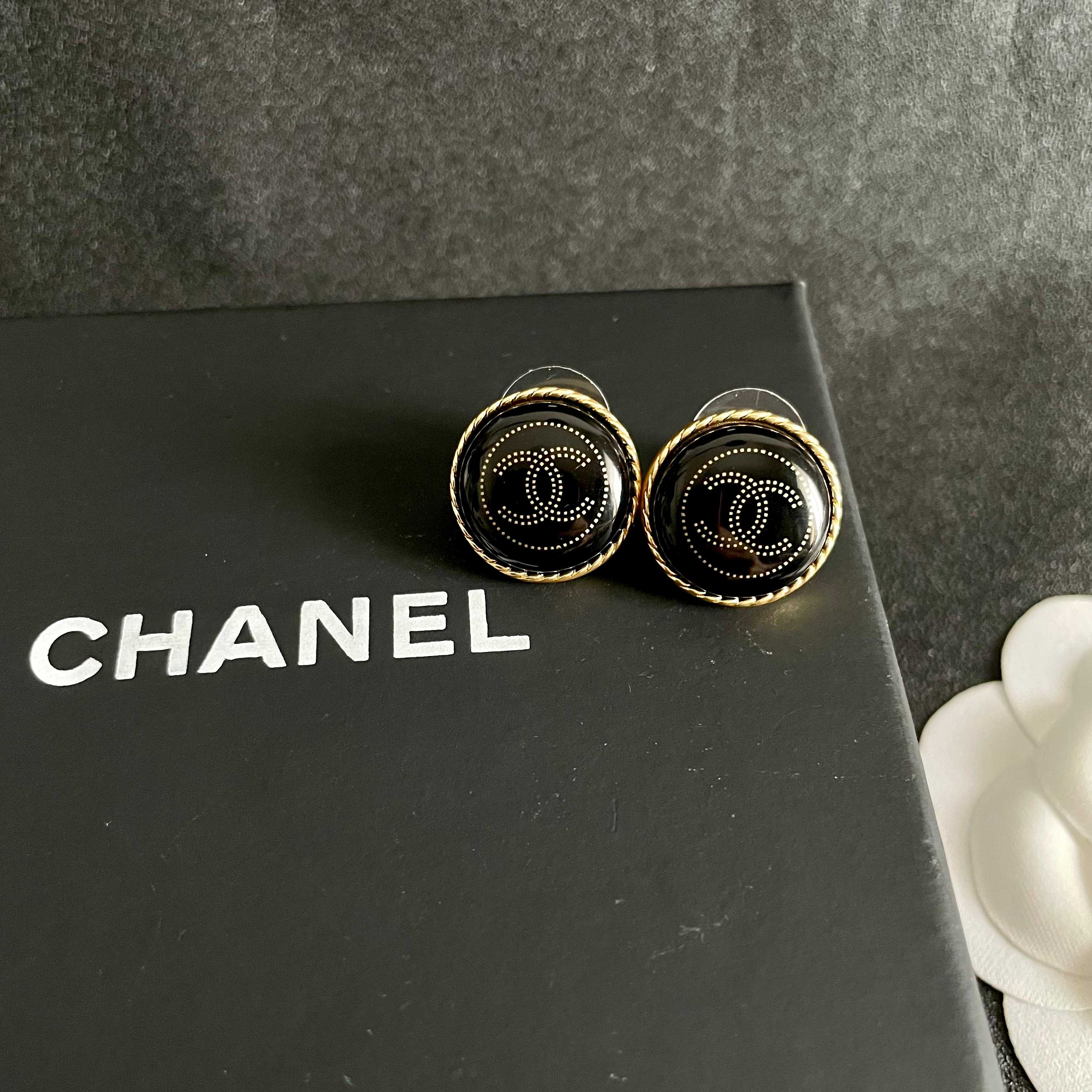 Chanel CC Logo Stud Earrings
