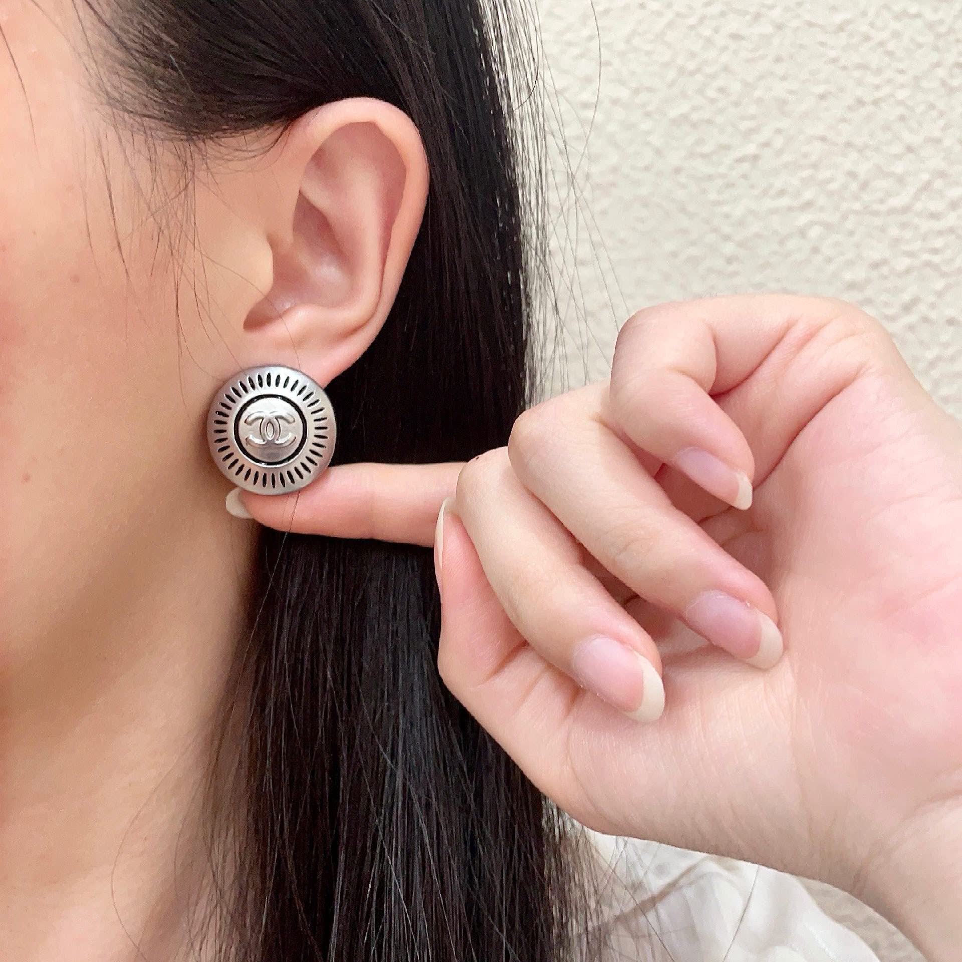 Chanel CC Logo Stud Earrings