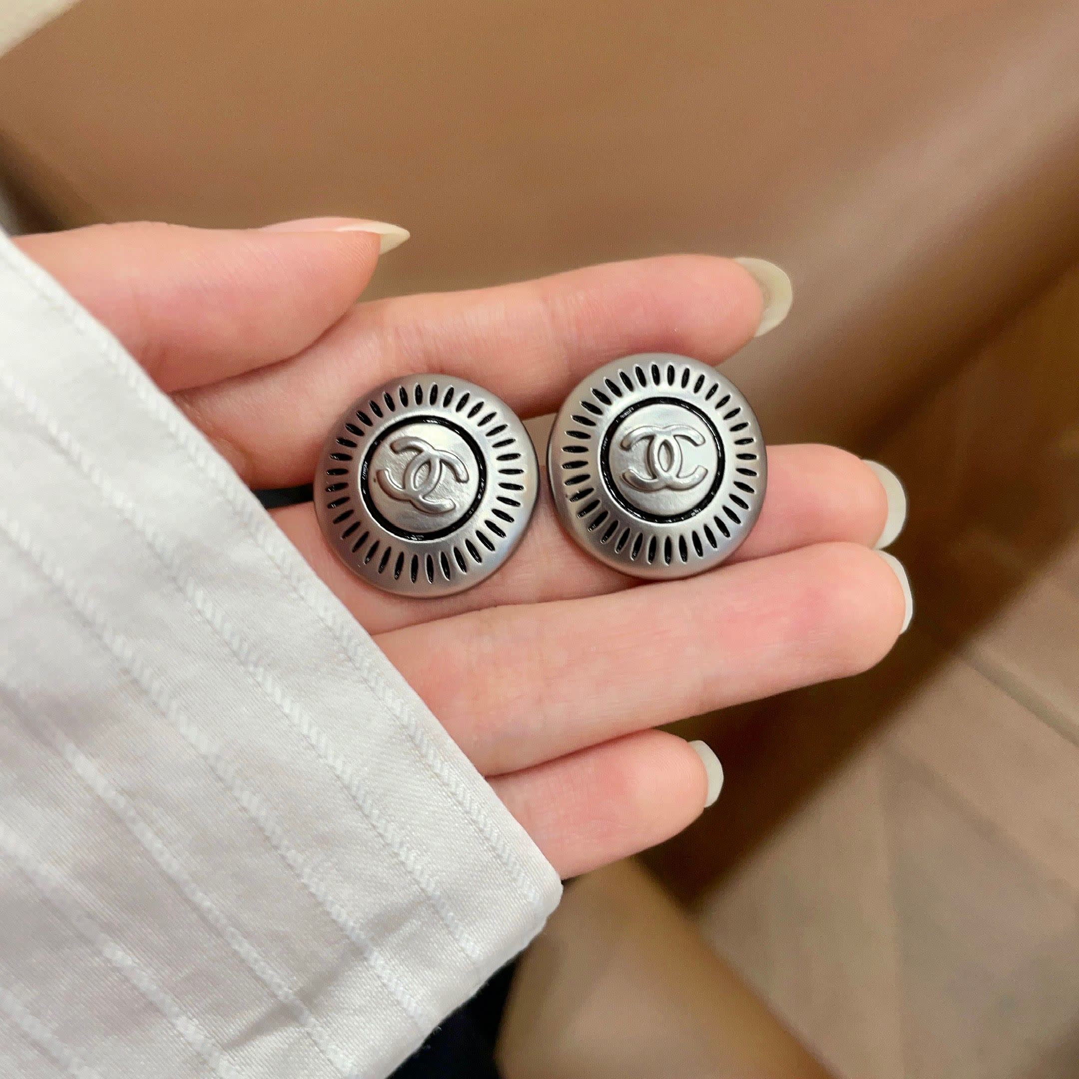 Chanel CC Logo Stud Earrings