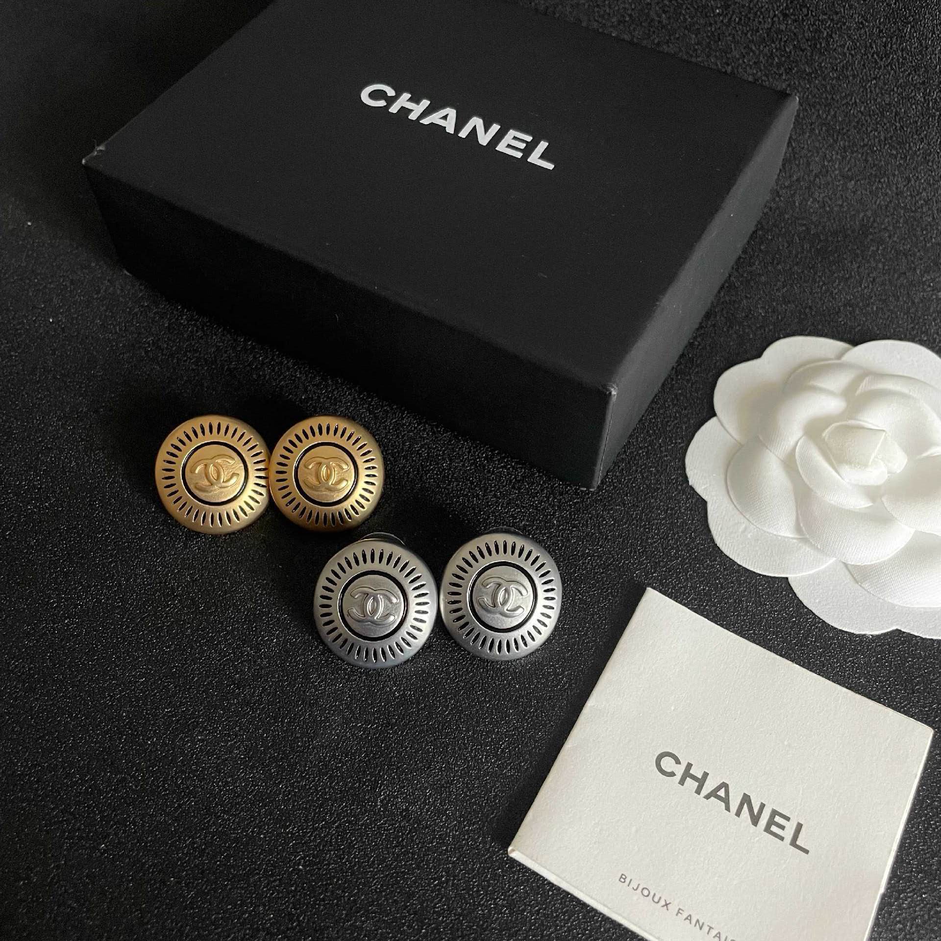 Chanel CC Logo Stud Earrings