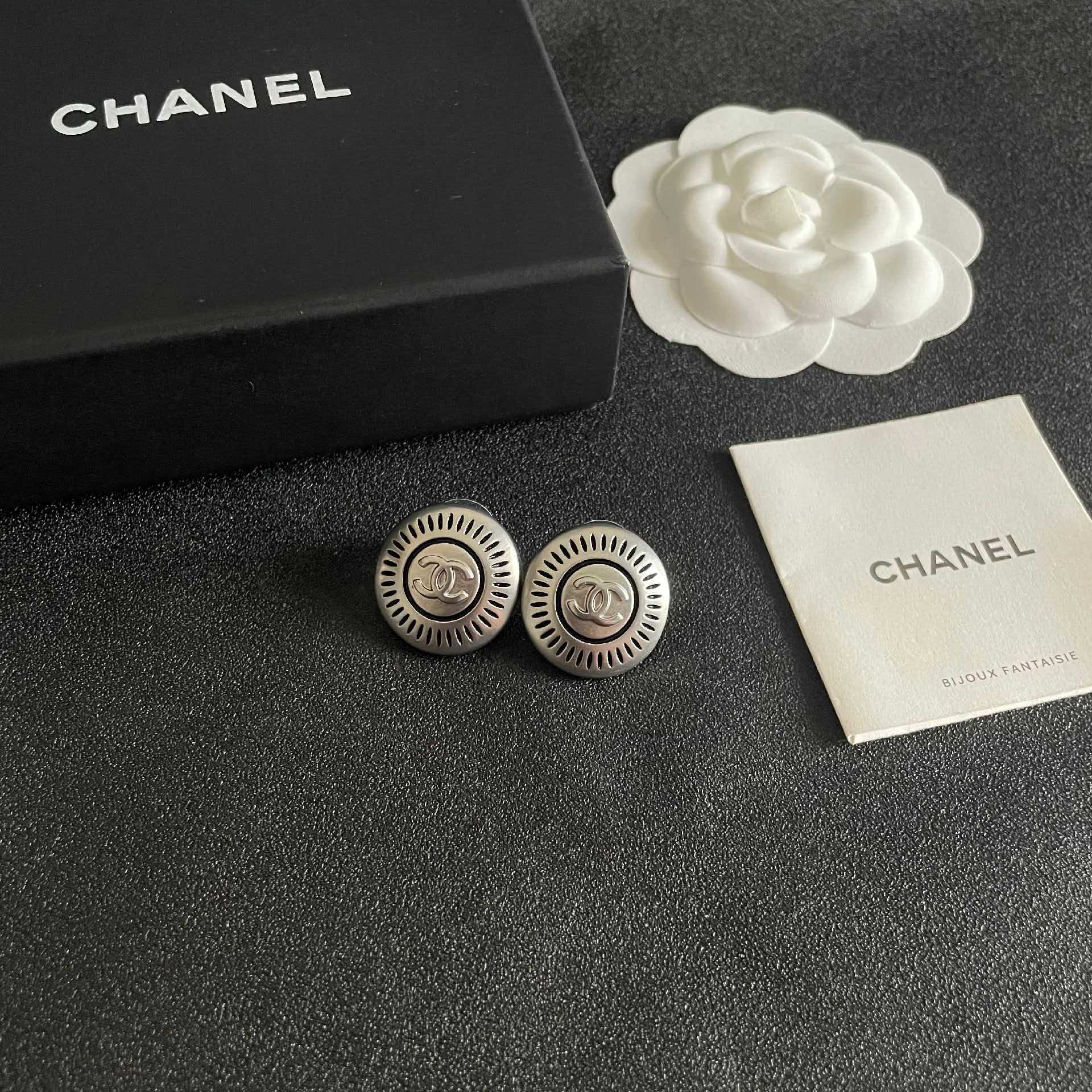 Chanel CC Logo Stud Earrings