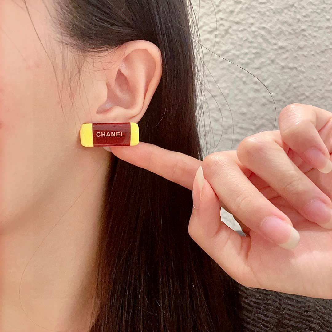 Chanel Brown and Yellow Earrings