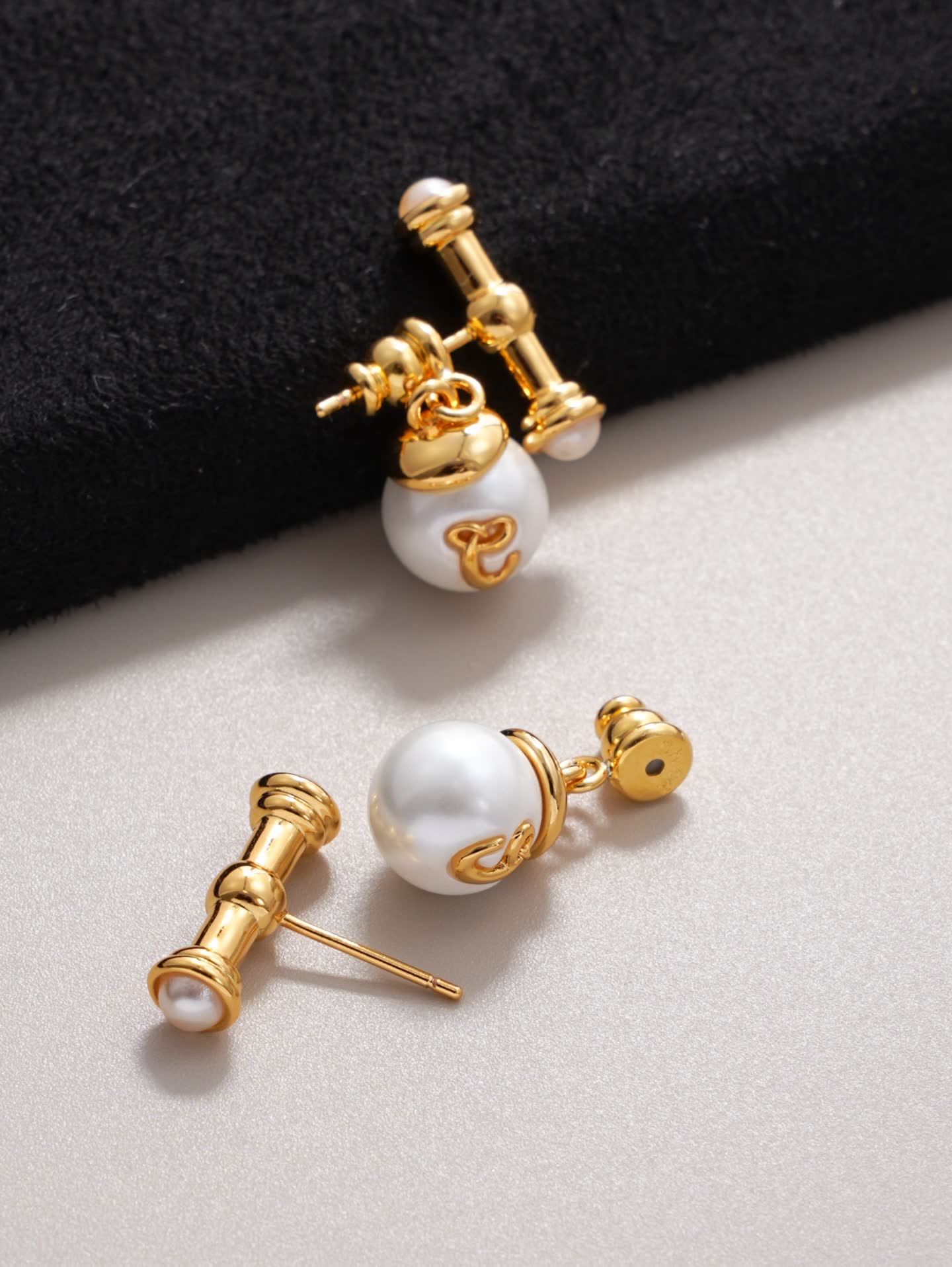 Chloe Gold and Pearl Drop Earrings