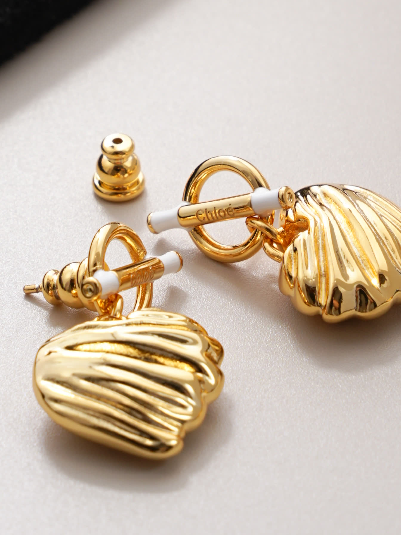 Chloe Gold Shell Stud Earrings