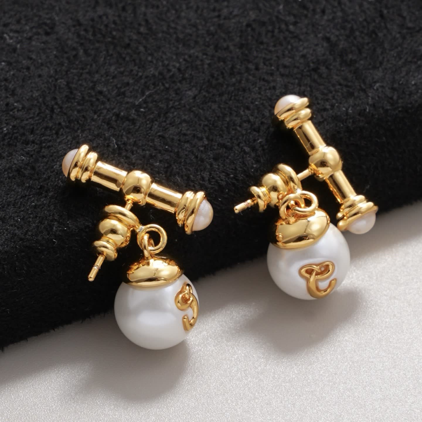 Chloe Gold and Pearl Stud Earrings