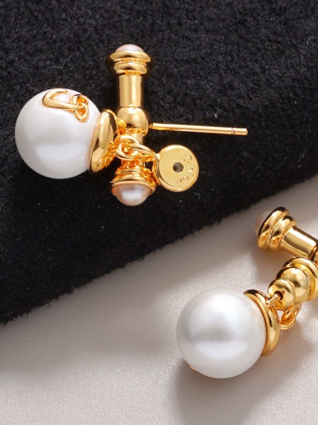 Chloe Gold and Pearl Stud Earrings