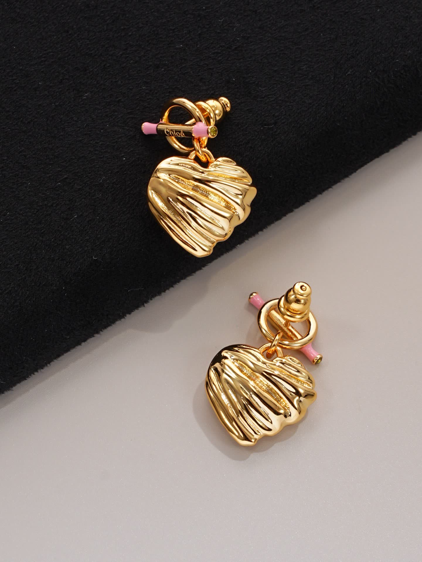 Chloe Chloé Gold Heart Earrings