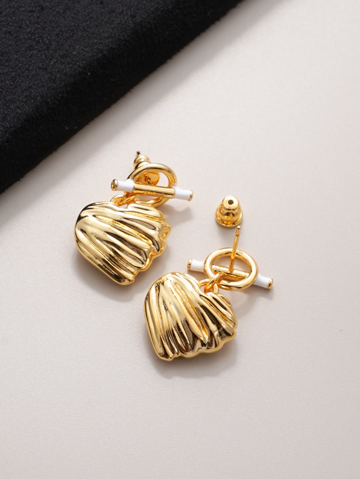 Chloe Gold Shell Stud Earrings