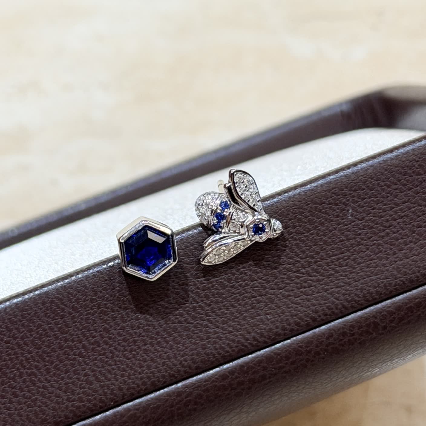Chaumet Bee Stud Earrings with Blue Stones