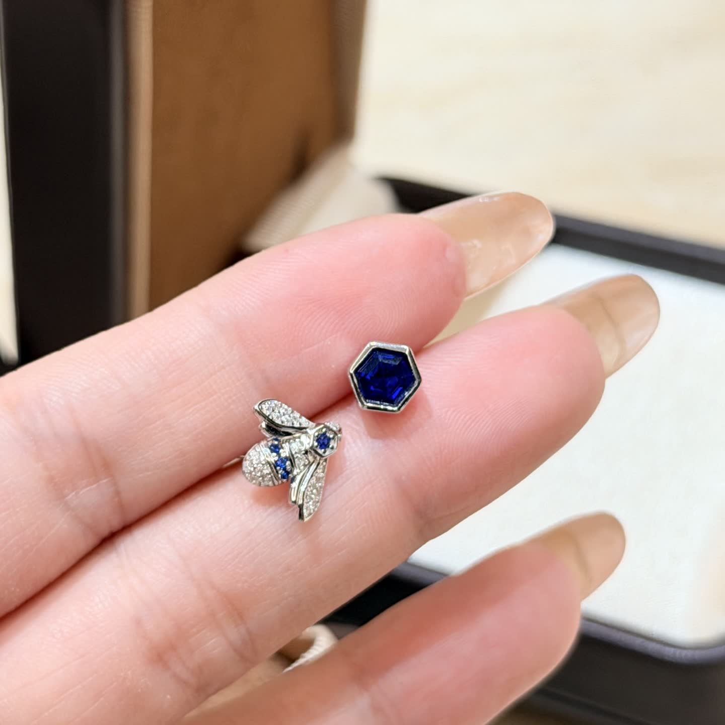 Chaumet Bee Stud Earrings with Blue Stones