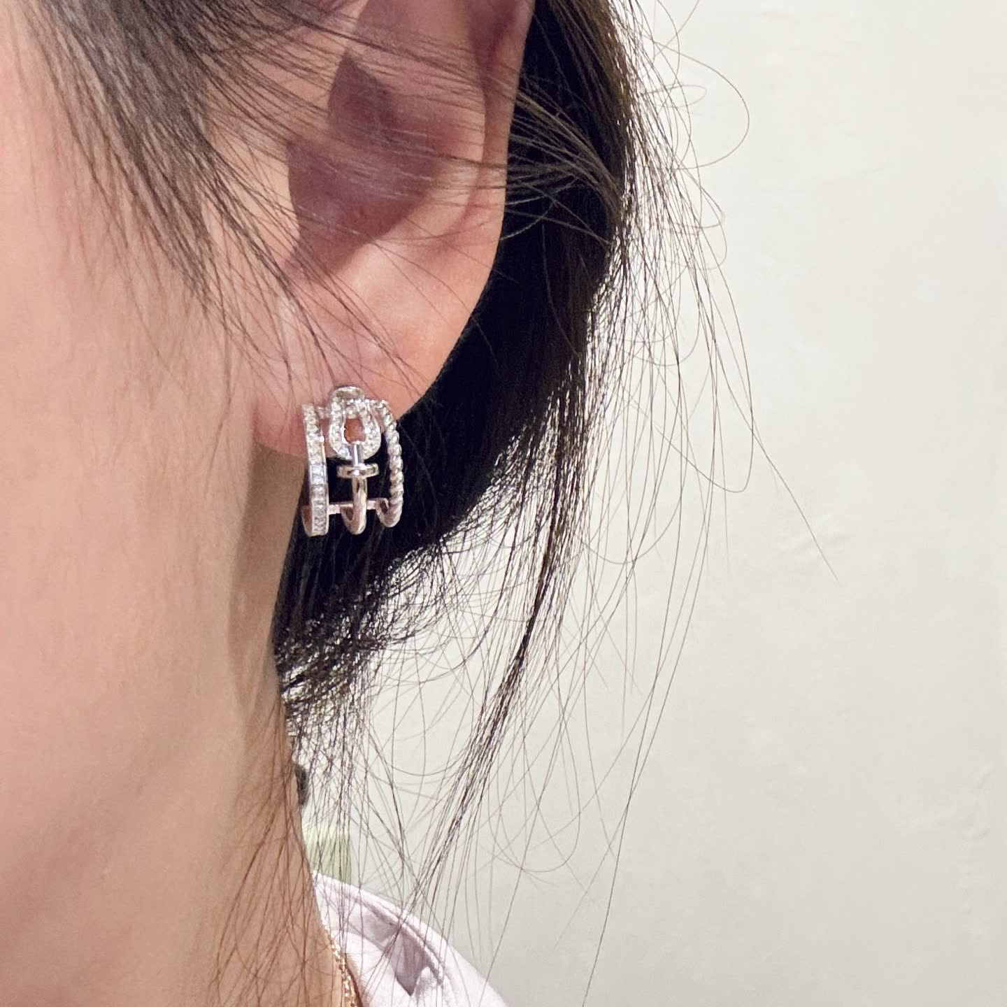 Dior Earrings - Silver with Crystal Accents