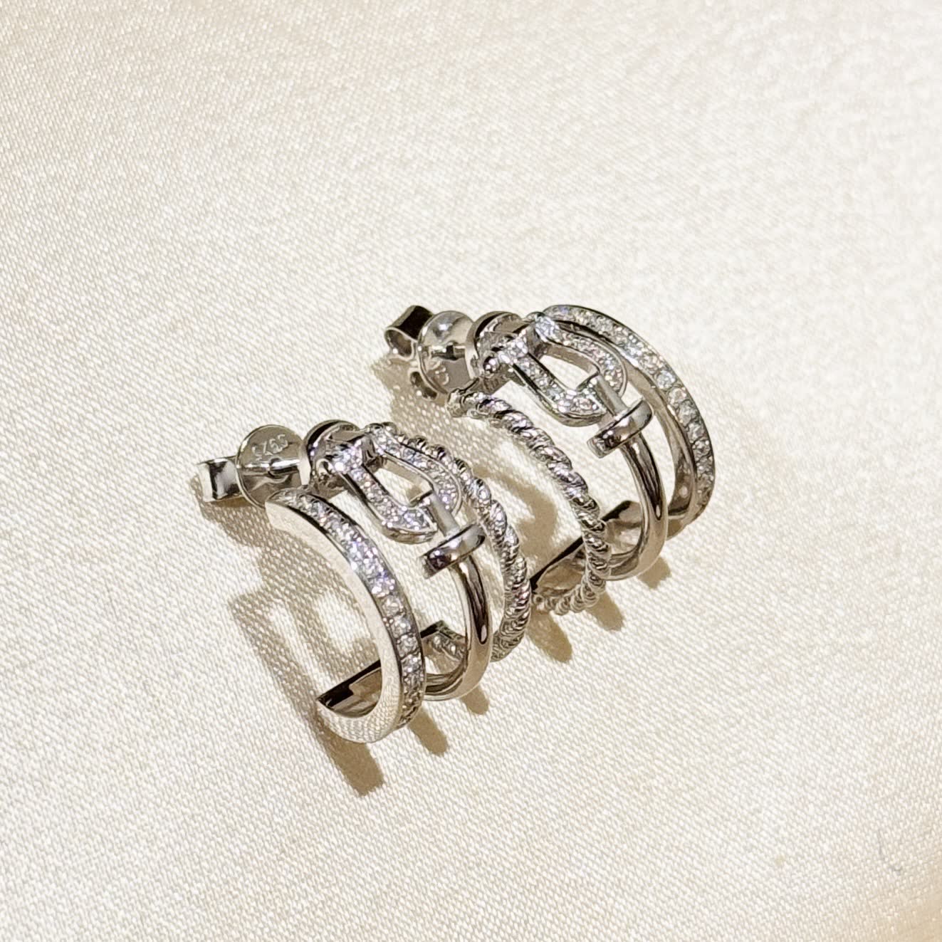 Dior Earrings - Silver with Crystal Accents