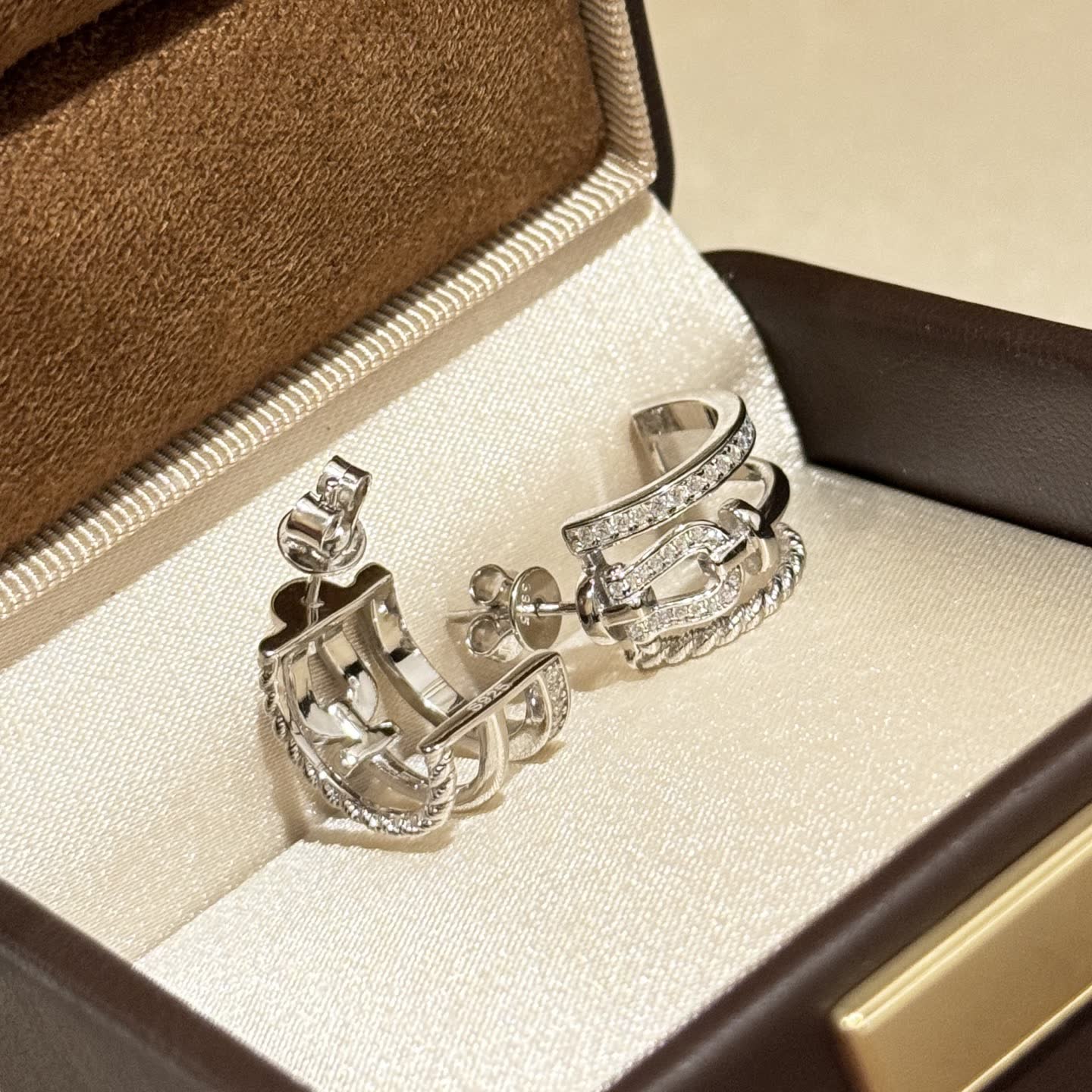 Dior Earrings - Silver with Crystal Accents
