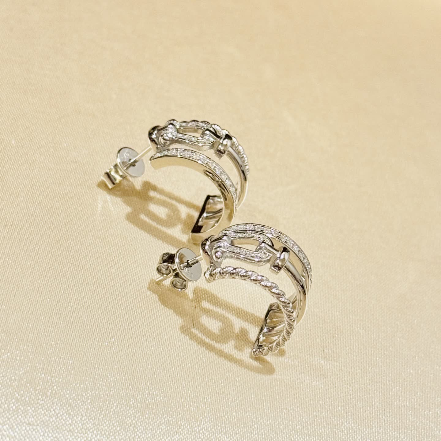 Dior Earrings - Silver with Crystal Accents