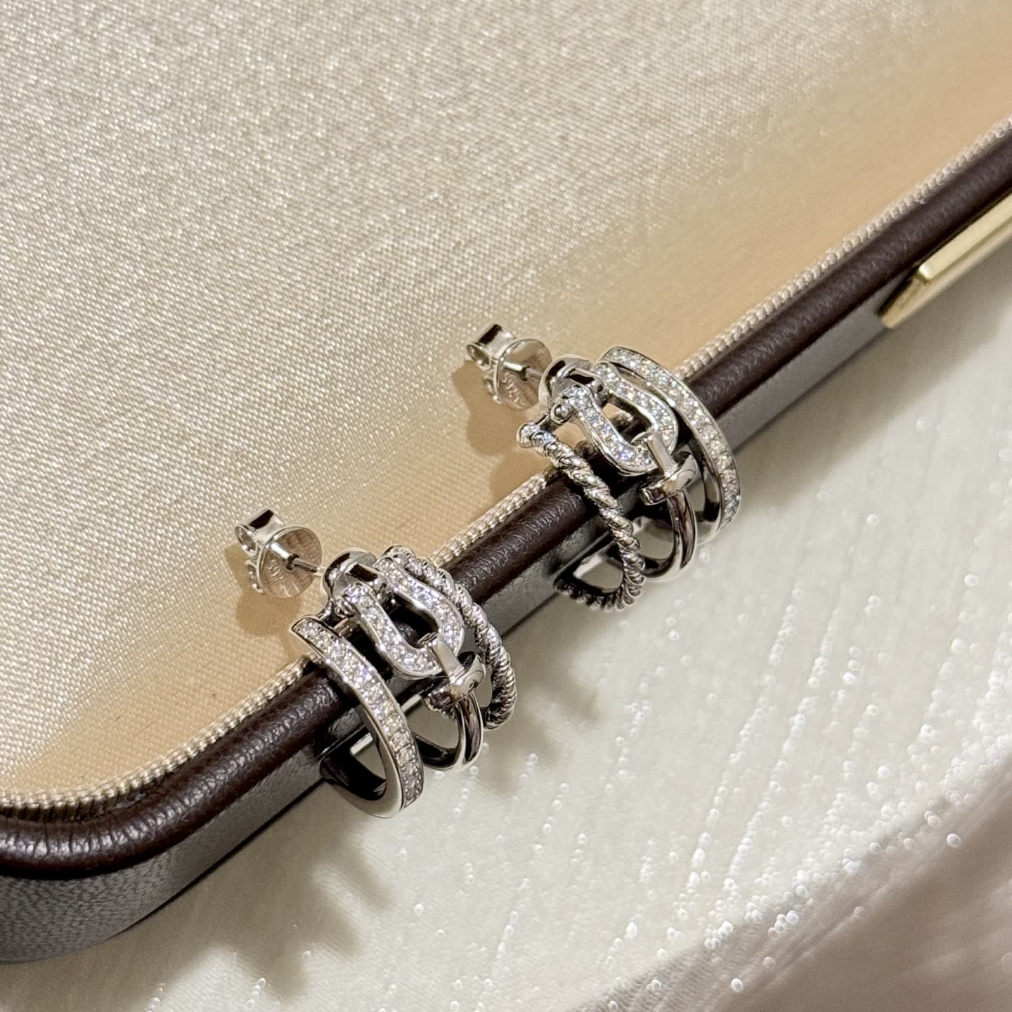 Dior Earrings - Silver with Crystal Accents