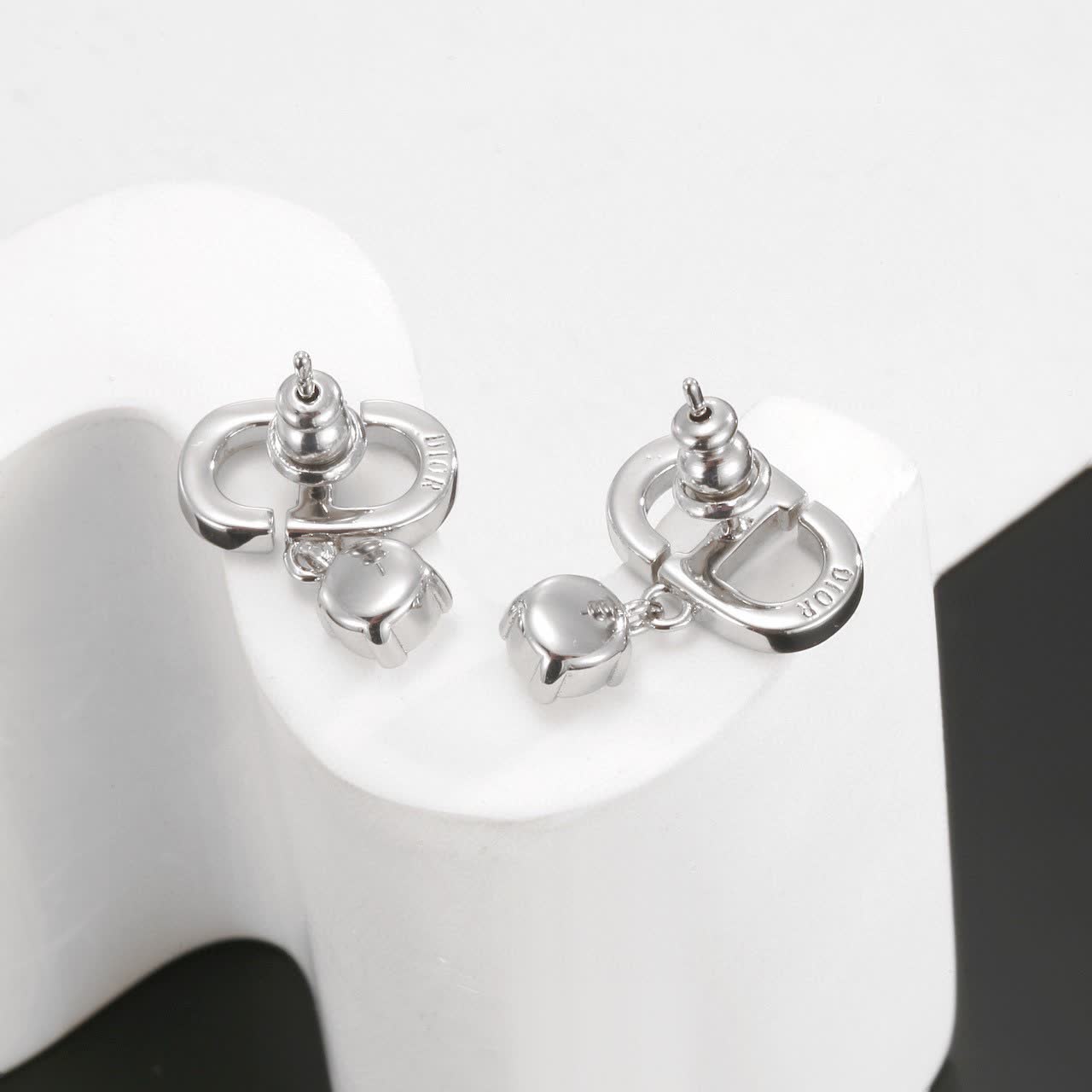 Christian Dior Silver Tone Crystal Earrings