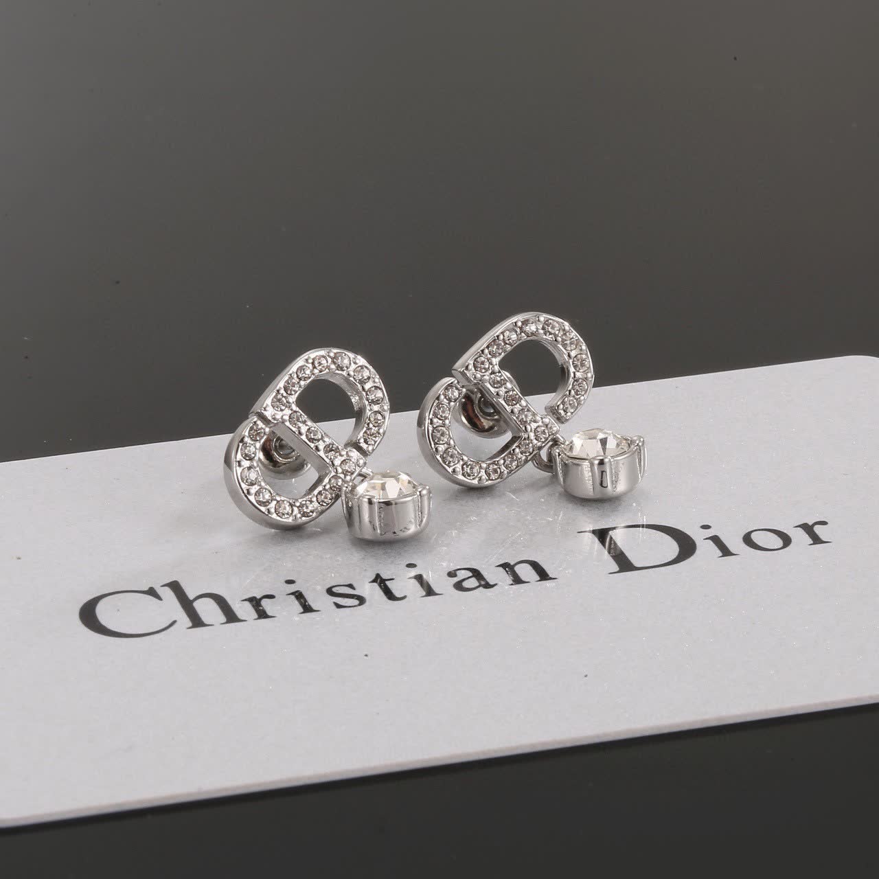 Christian Dior Silver Tone Crystal Earrings
