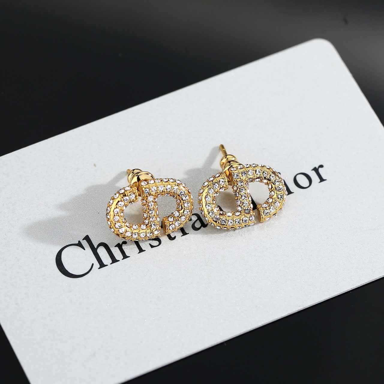 Christian Dior Gold Tone Crystal Stud Earrings Christian Dior Gold Tone Crystal Stud Earrings