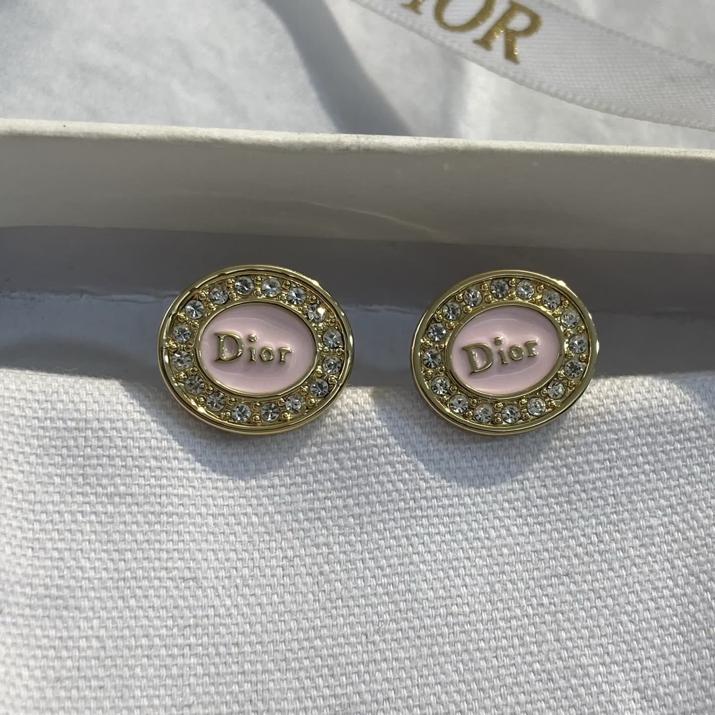 Dior Pink Crystal Stud Earrings Dior Pink Crystal Stud Earrings