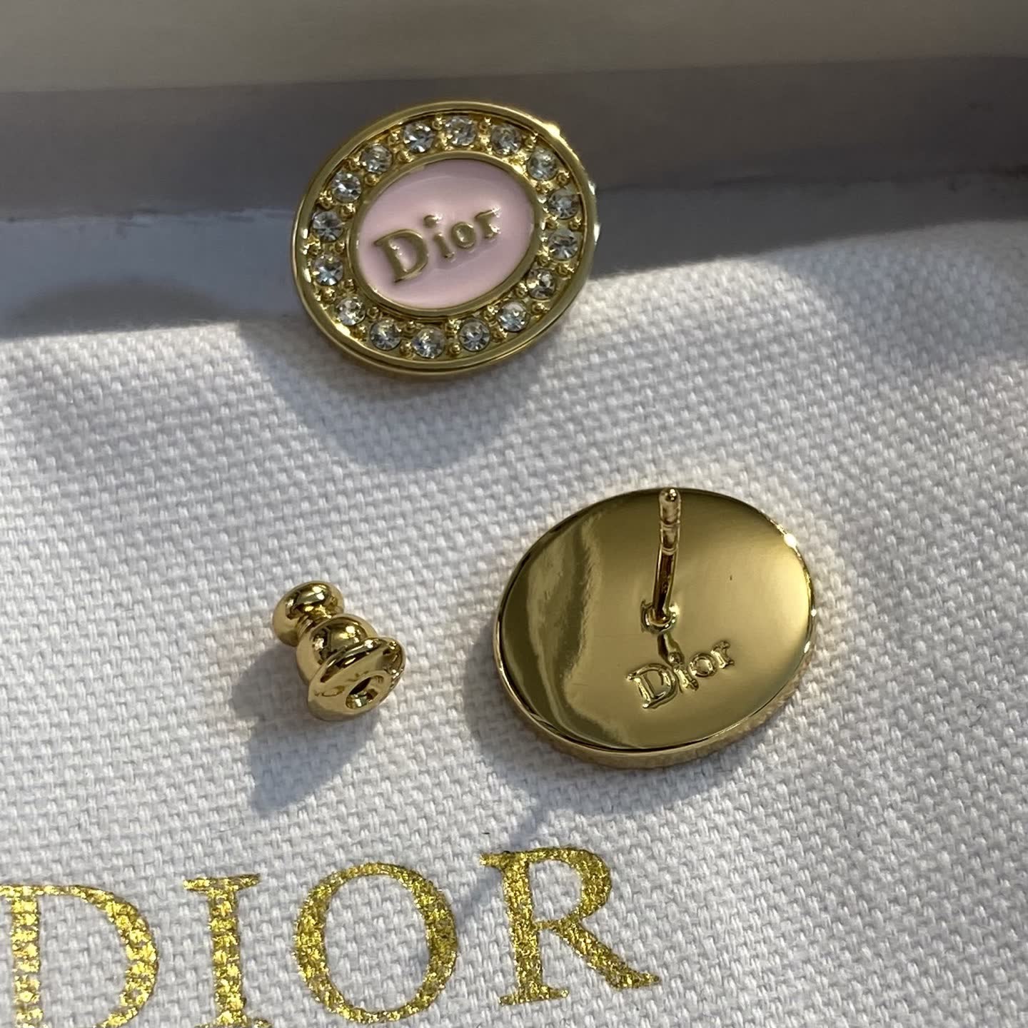 Dior Pink Crystal Stud Earrings