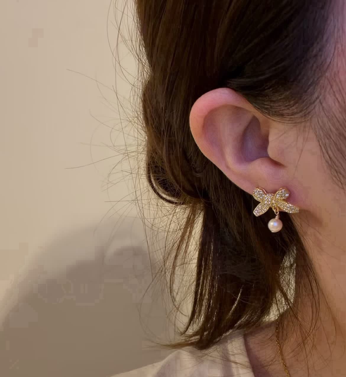Dior Gold Crystal and Pearl Clip-On Earrings