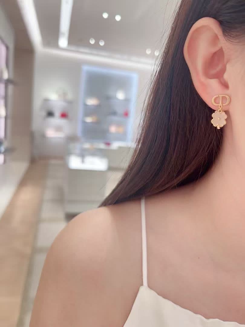 Dior Gold Tone Flower and Star Earrings