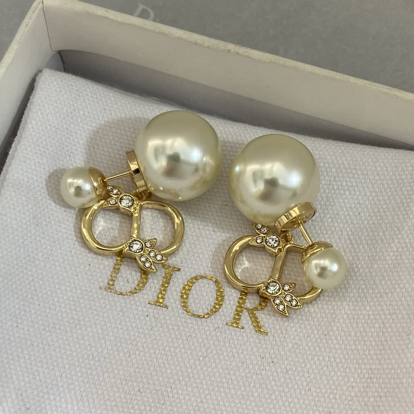 Dior Gold Tone Pearl Earrings