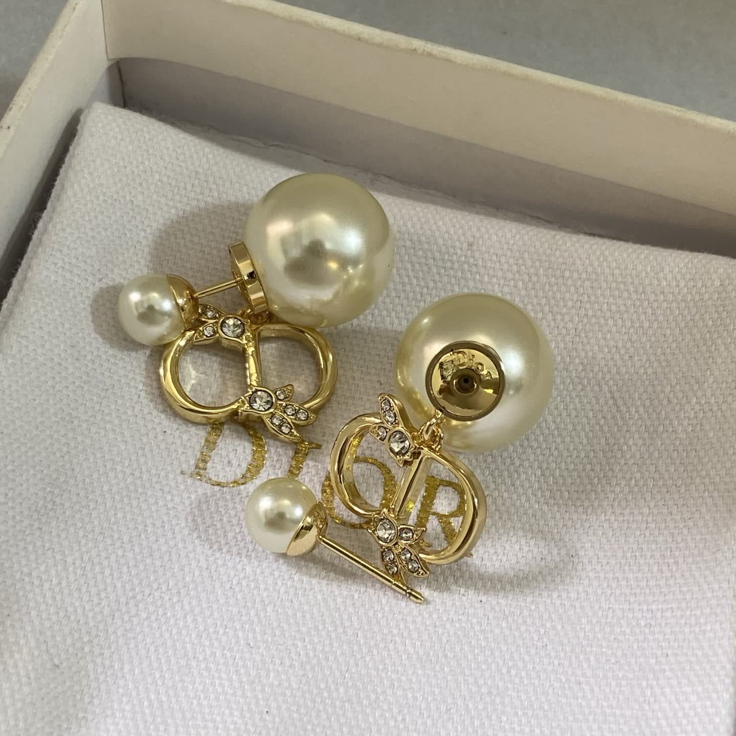 Dior Gold Tone Pearl Earrings