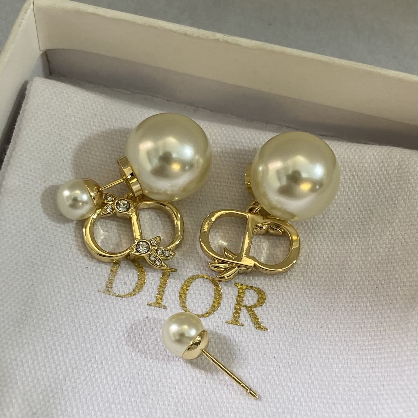 Dior Gold Tone Pearl Earrings