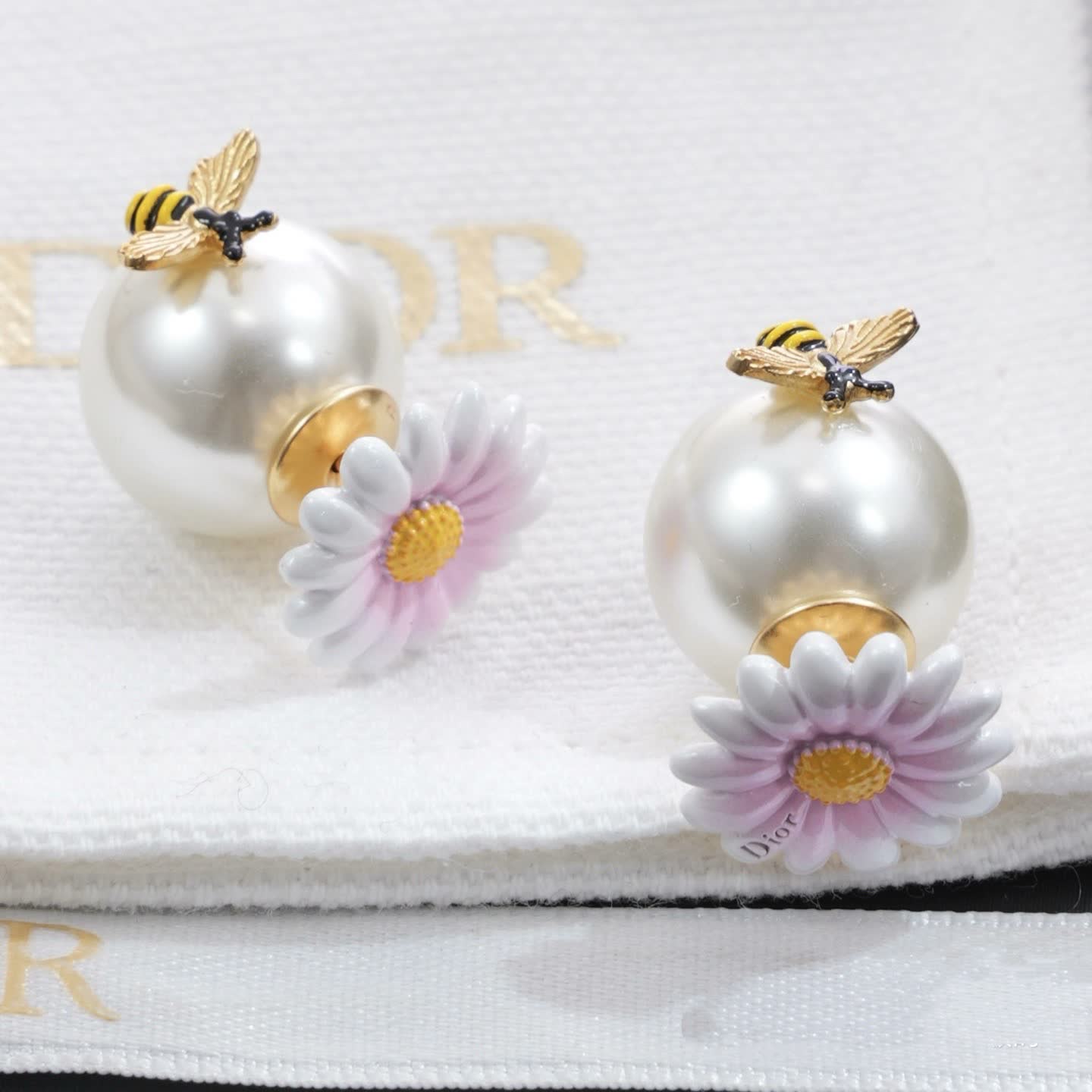 Dior Bee and Flower Pearl Earrings