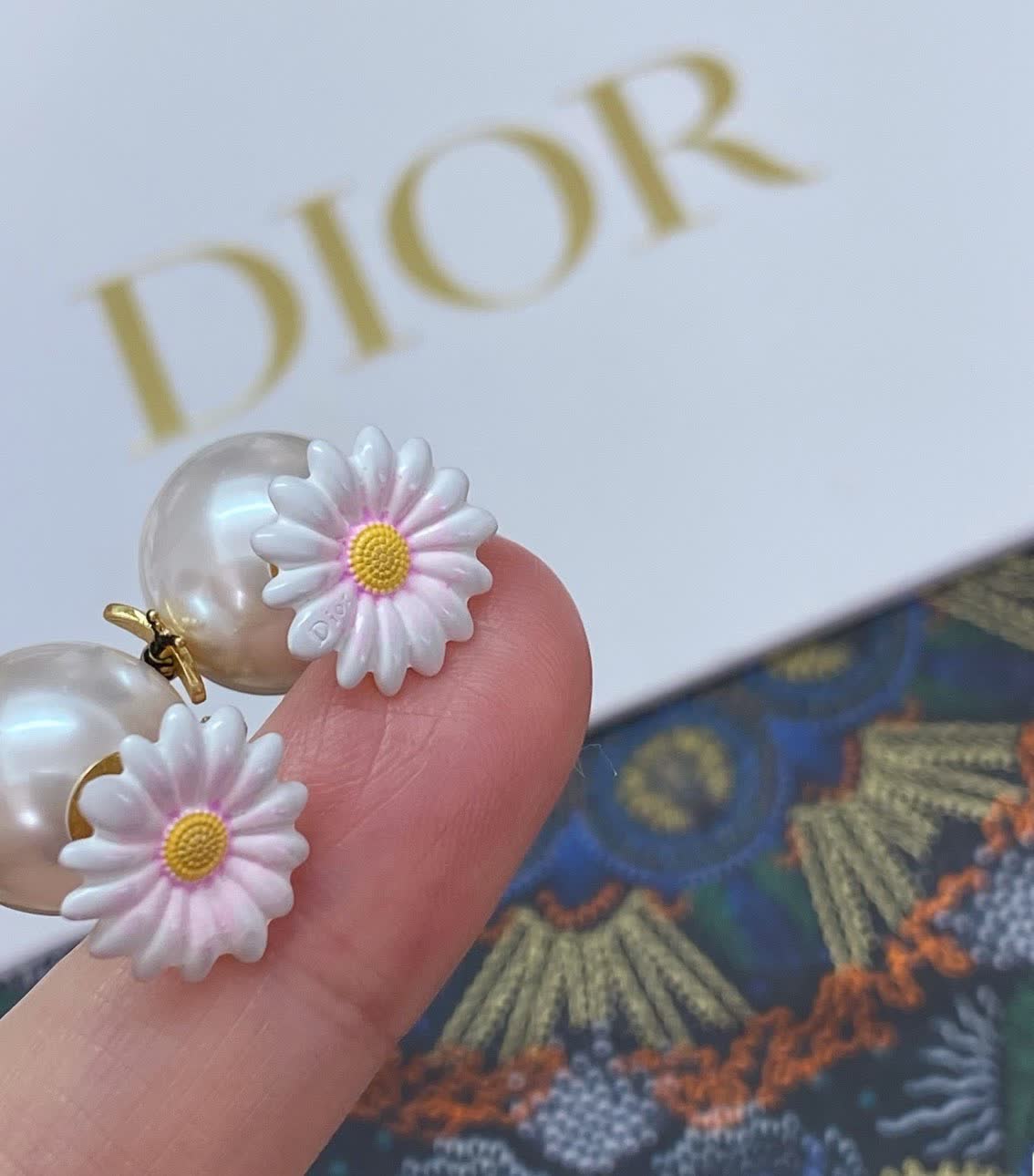 Dior Bee and Flower Pearl Earrings
