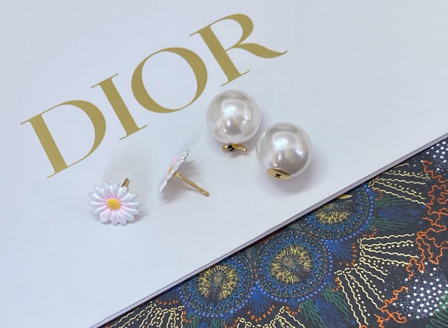 Dior Bee and Flower Pearl Earrings