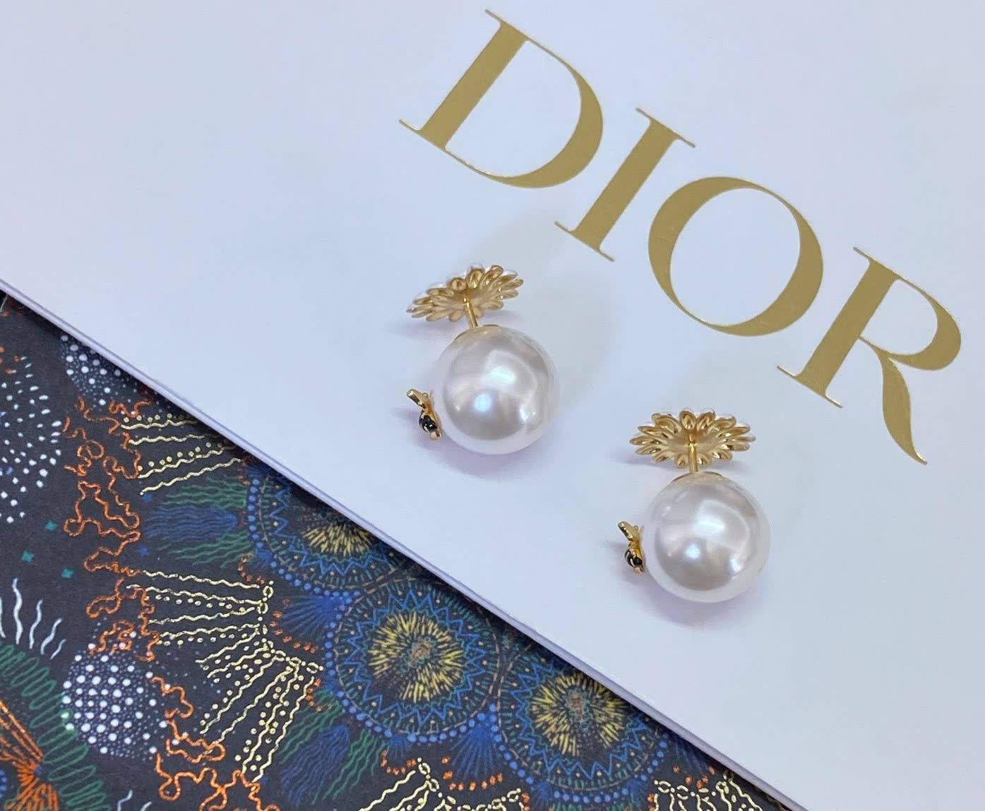 Dior Bee and Flower Pearl Earrings