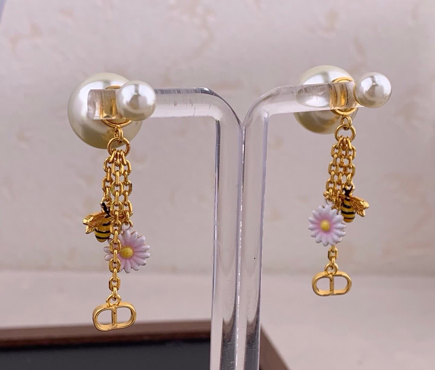 Dior Bee and Flower Pearl Earrings
