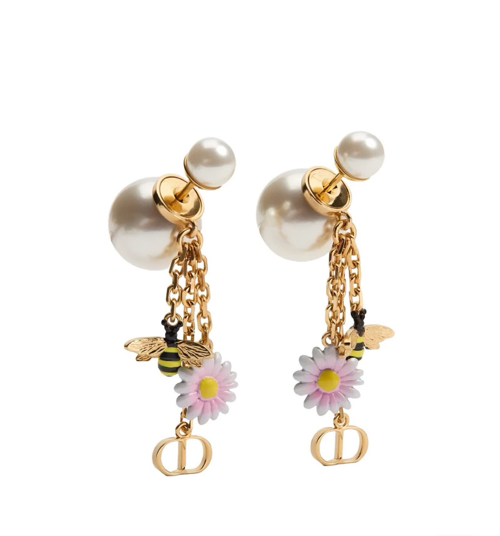Dior Bee and Flower Pearl Earrings
