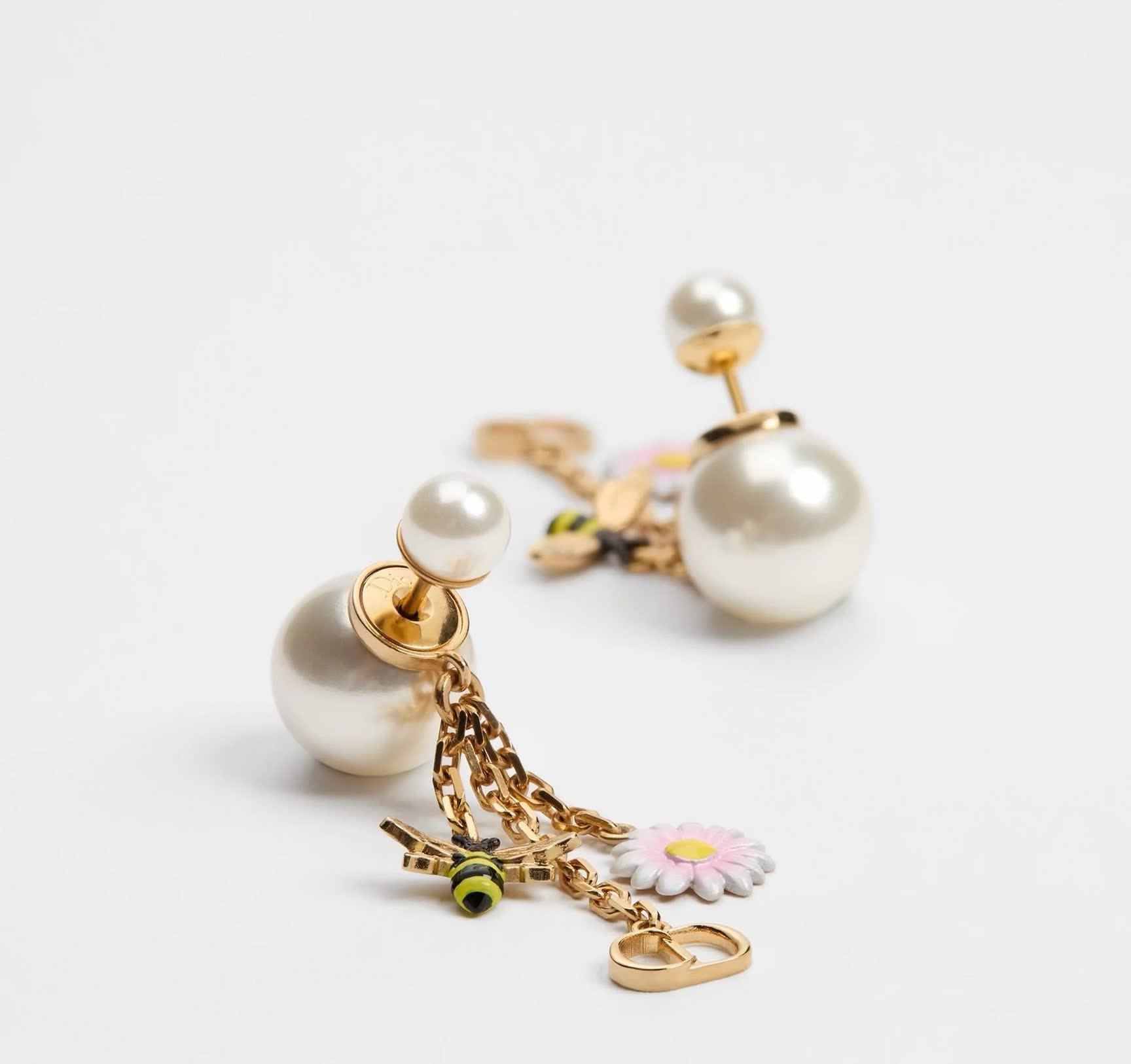 Dior Bee and Flower Pearl Earrings