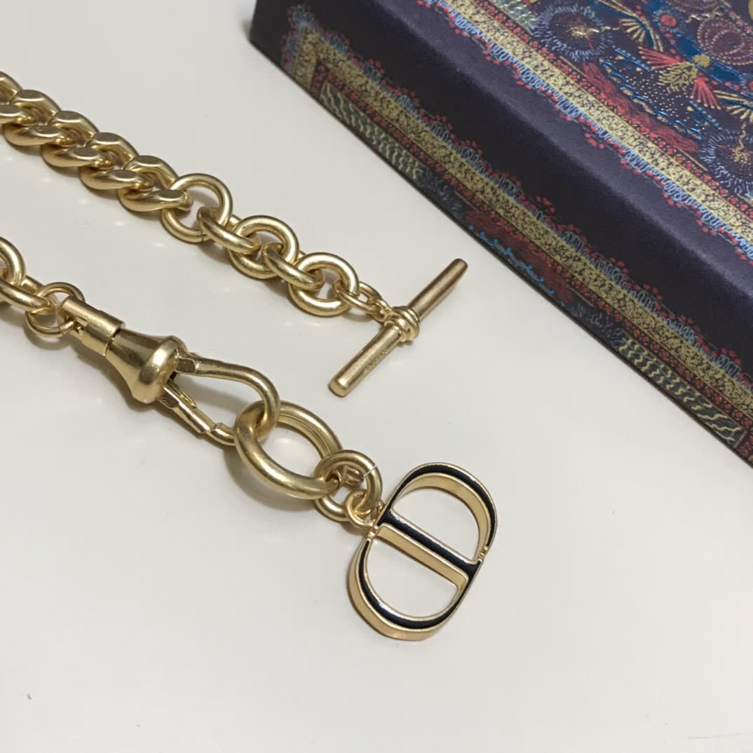 Dior Gold Tone Chain Bracelet with 'CD' Logo and Toggle Clasp
