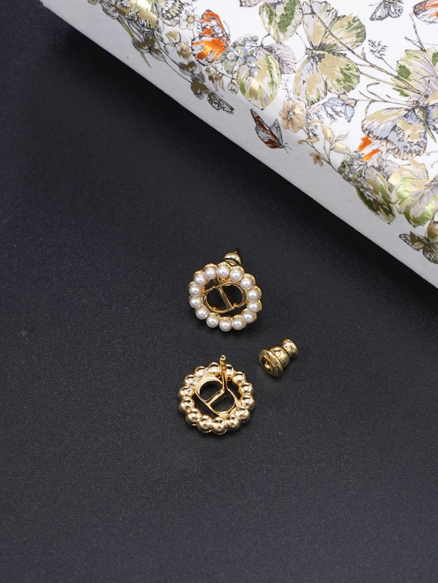 Dior Gold and Pearl Stud Earrings
