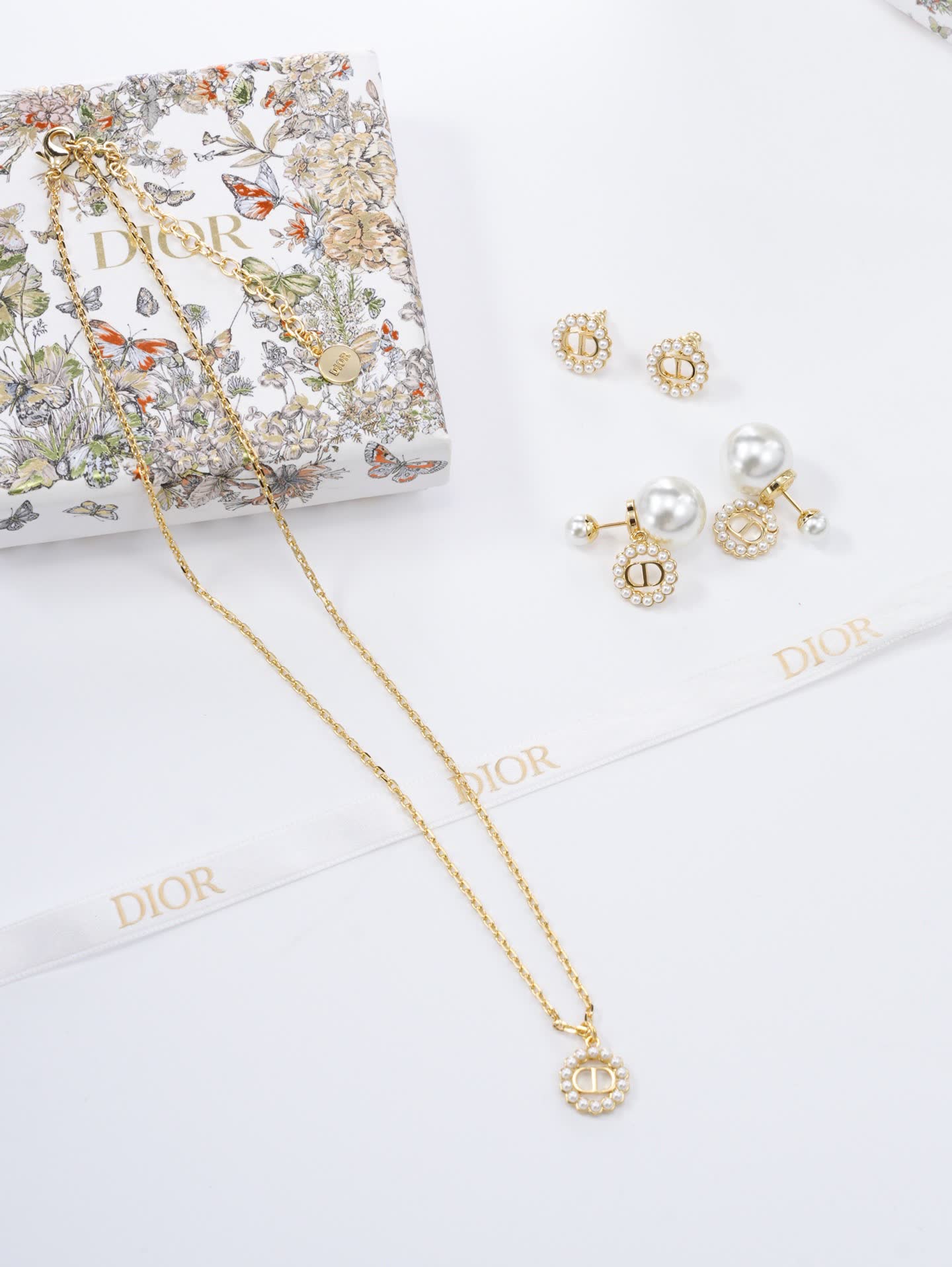 Dior Gold and Pearl Stud Earrings