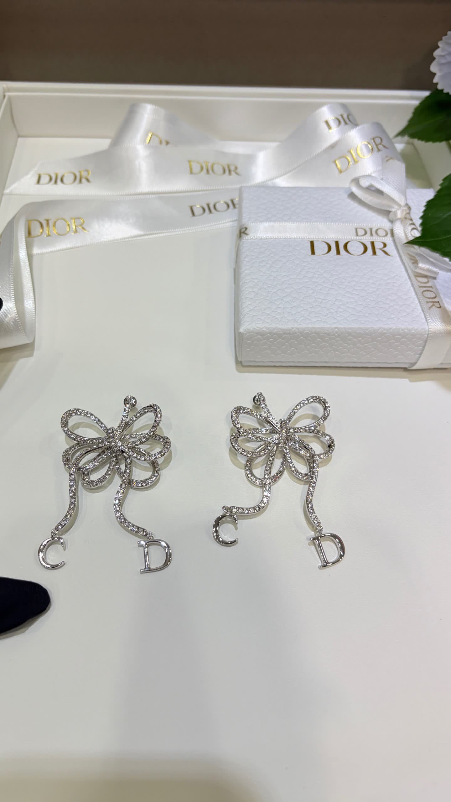 Dior Silver Flower Earrings