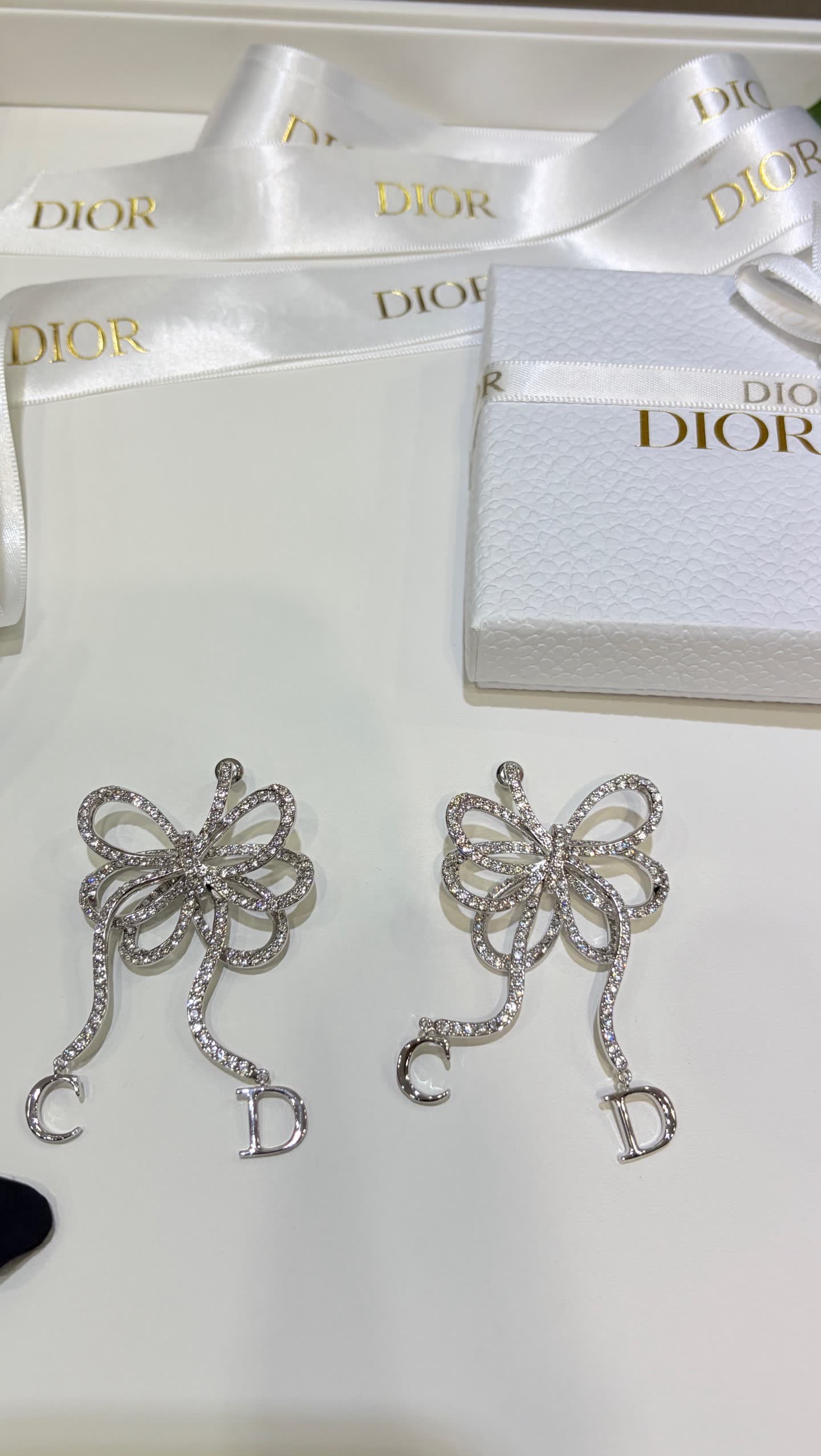 Dior Silver Flower Earrings