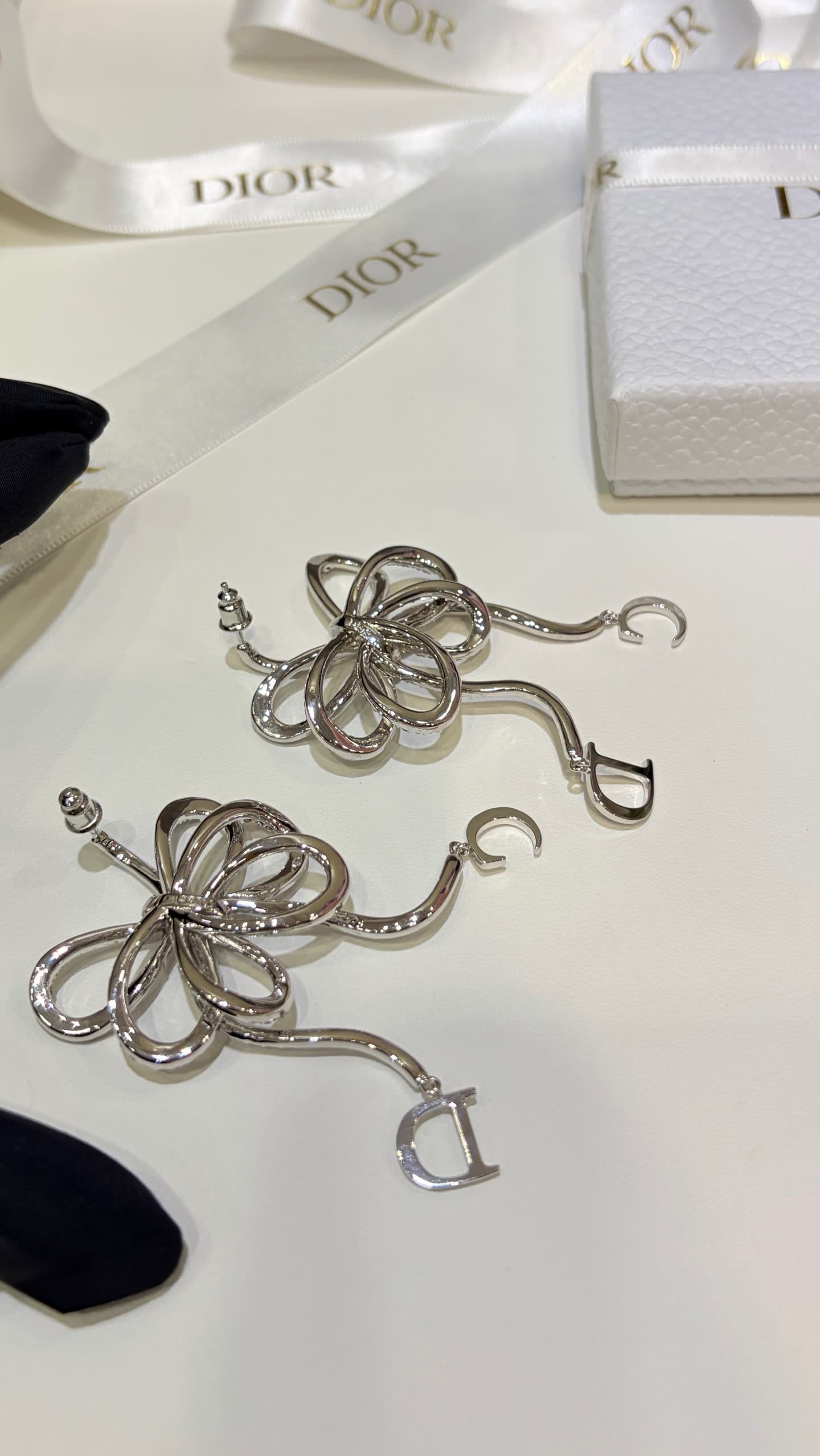 Dior Silver Flower Earrings