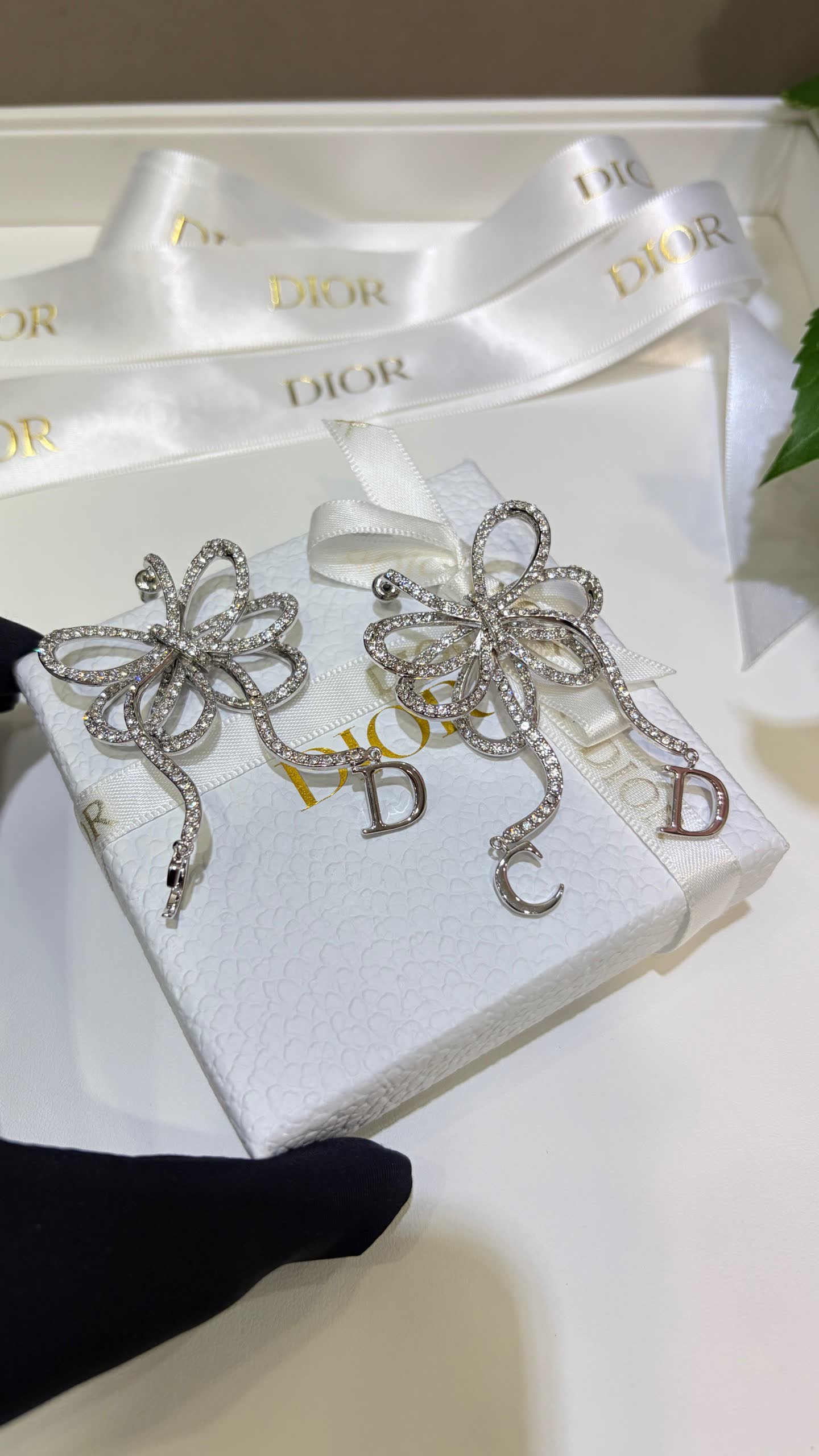 Dior Silver Flower Earrings